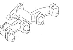 14111-84A00 Eksos manifold for Suzuki oppstilt mot hvit bakgrunn