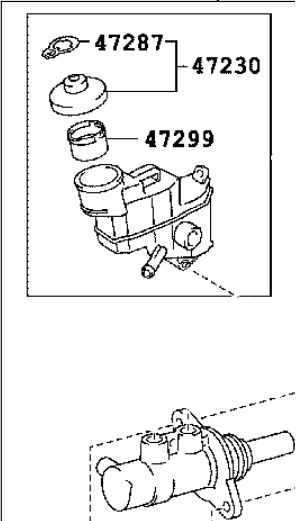 47201-52550	 Brems hovedsylinder original for Toyota oppstilt mot hvit bakgrunn