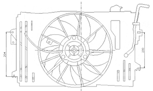 16711-0D060 Kjøling radiatorvifte orginal for Toyota oppstilt mot hvit bakgrunn
