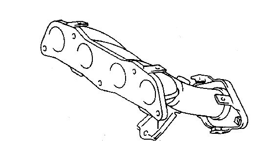 17104-22120 Eksos katalysator manifold original for Toyota oppstilt mot hvit bakgrunn