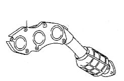 17140-31280 Eksos manifold katalysator høyre original for Lexus oppstilt mot hvit bakgrunn