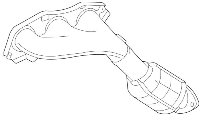 17140-31870 Eksos katalysator manifold høyre original for Lexus oppstilt mot hvit bakgrunn
