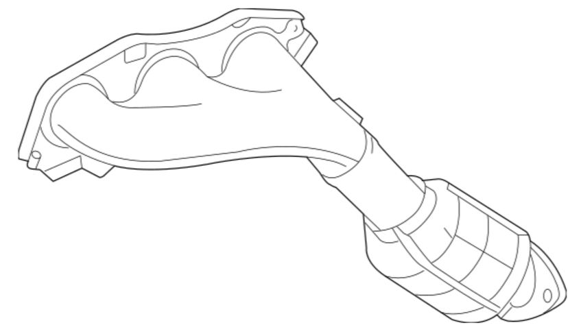 17150-31870 Eksos katalysator manifold venstre original for Lexus oppstilt mot hvit bakgrunn