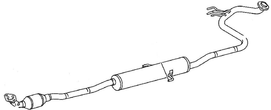 17410-47130 Eksos katalysator frontrør original for Toyota oppstilt mot hvit bakgrunn