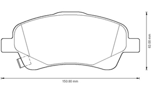 04465-05221 Bremseklossett foran for Toyota oppstilt mot hvit bakgrunn