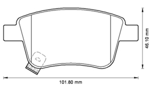 04466-05010 Bremseklossett bak for Toyota oppstilt mot hvit bakgrunn