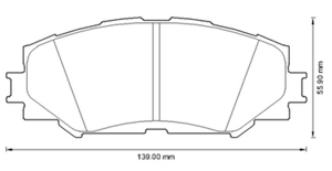 04465-12610  Bremseklossett foran type 1 for Toyota oppstilt mot hvit bakgrunn