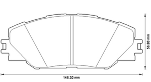 04465-42140 Bremseklossett foran for Toyota oppstilt mot hvit bakgrunn