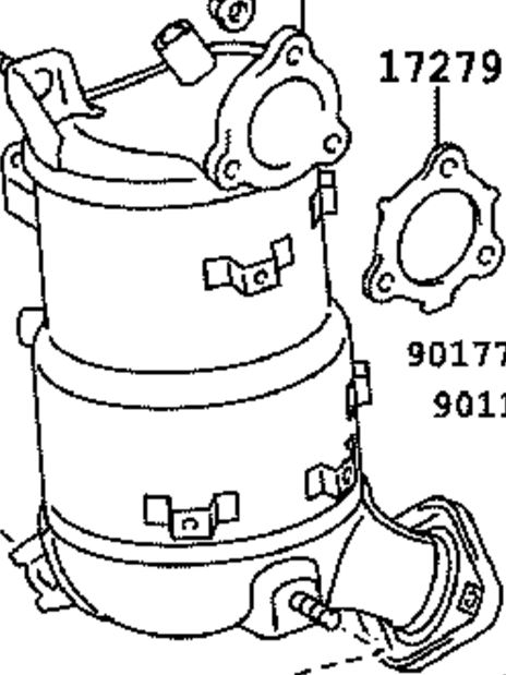 25051-26130 Eksos katalysator manifold original for Toyota oppstilt mot hvit bakgrunn