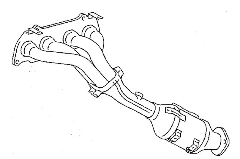 25051-36190 Eksos katalysator manifold original for Lexus oppstilt mot hvit bakgrunn