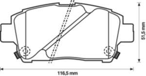 04465-17140 Bremseklossett foran (skiveb. bak) for Toyota oppstilt mot hvit bakgrunn