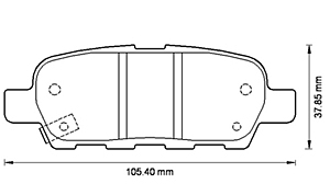 44060-8H385 Bremseklossett bak for Nissan oppstilt mot hvit bakgrunn