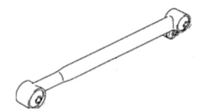 46202-65D10 Bærearm bakaksel nedre høyre for Suzuki oppstilt mot hvit bakgrunn