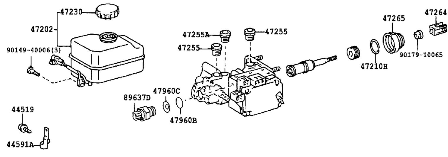 470256-0043 Brems hovedsylinder for Toyota oppstilt mot hvit bakgrunn