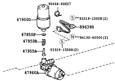 47070-60010 Brems hovedsylinder bremsekraftforsterker m/ akkumulator for Toyota oppstilt mot hvit bakgrunn