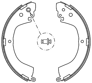 MN186403 Bremseskosett bak for Mitsubishi oppstilt mot hvit bakgrunn