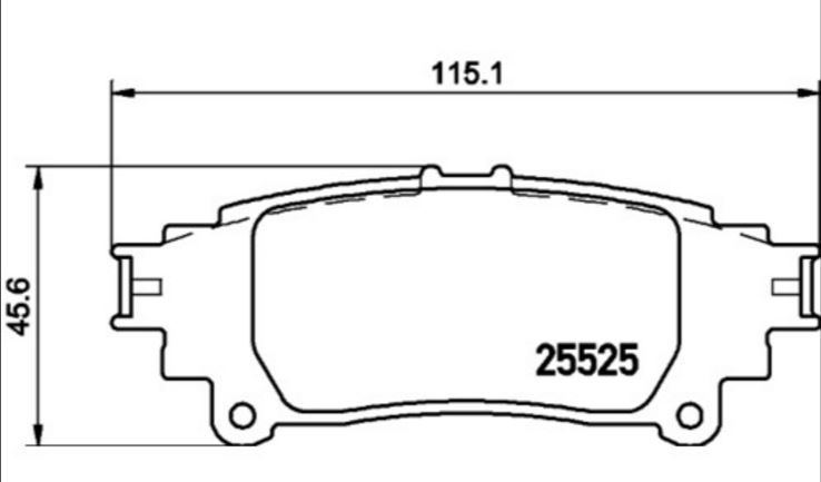 04466-47070 Bremseklossett bak for Lexus oppstilt mot hvit bakgrunn