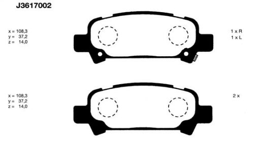  bremseklosser bak for Subaru oppstilt mot hvit bakgrunn
