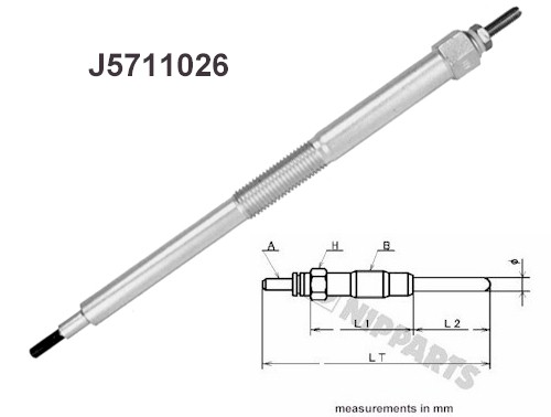 11065-AD200 Motor tenning glødeplugg for Nissan oppstilt mot hvit bakgrunn